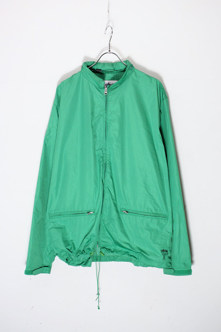 STAND COLLAR NYLON JACKET / LIGHT GREEN [SIZE: L USED]