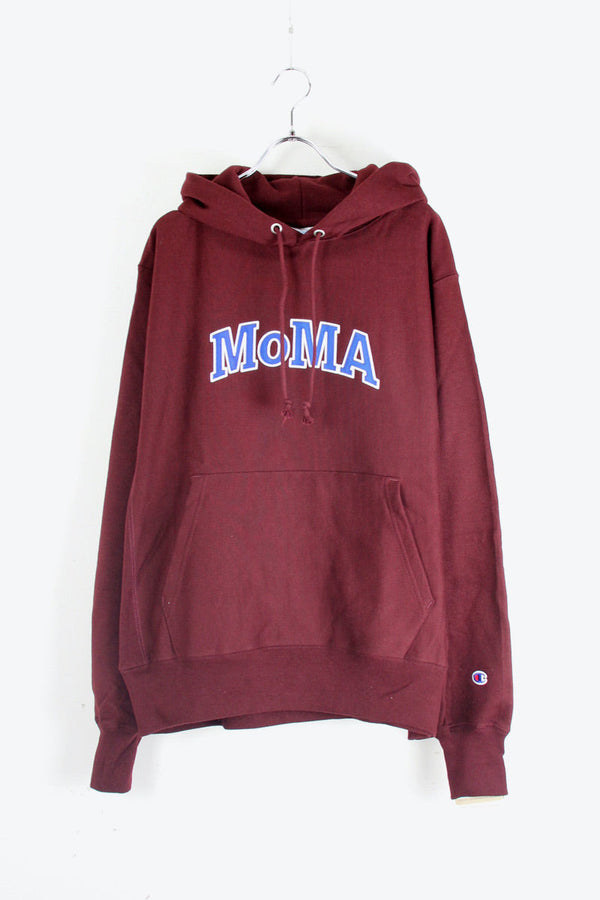 MOMA LOGO REVERSE WEAVE SWEAT HOODIE / MAROON [NEW]