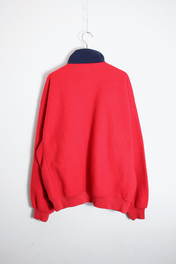 90'S PULLOVER SNAP-T FLEECE JACKET / RED/NAVY [SIZE: S USED]