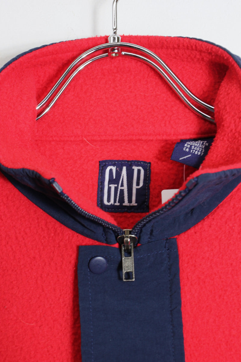 90'S PULLOVER SNAP-T FLEECE JACKET / RED/NAVY [SIZE: S USED]