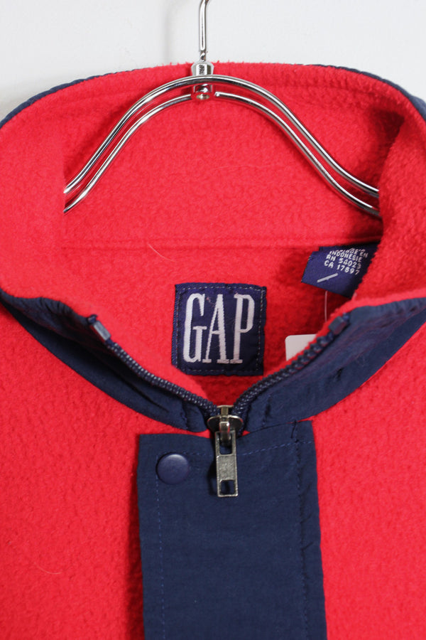 90'S PULLOVER SNAP-T FLEECE JACKET / RED/NAVY [SIZE: S USED]