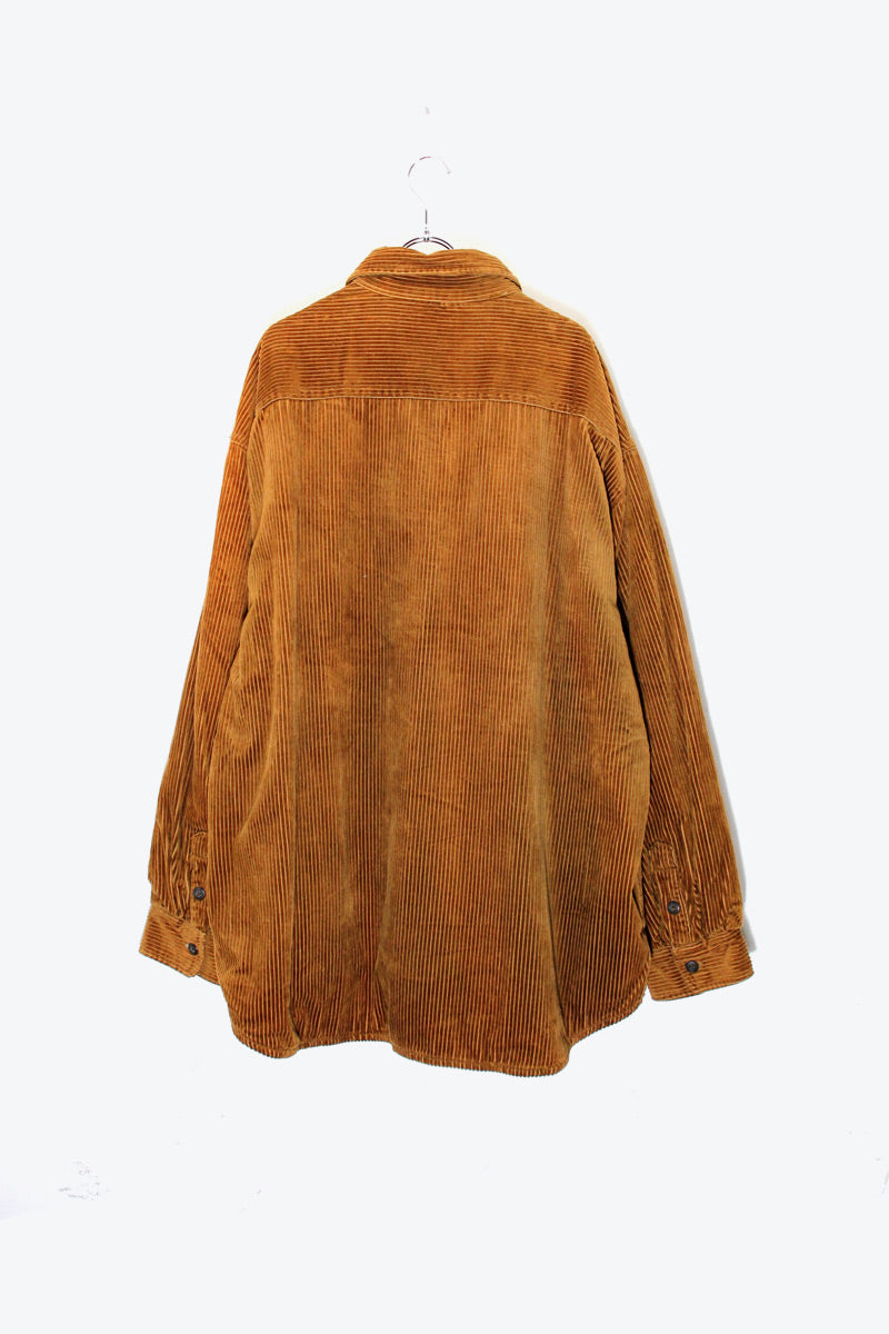 70'S CORDUROY SHIRT JACKET W / COTTON LINER / BROWN [ SIZE: US XL equivalent USED ]