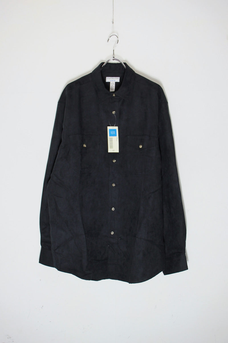 L/S VEGAN SUEDE SHIRT / BLACK [SIZE: L DEADSTOCK/NOS]