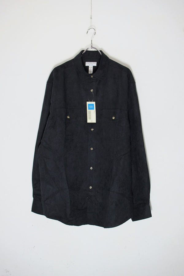 L/S VEGAN SUEDE SHIRT / BLACK [SIZE: L DEADSTOCK/NOS]