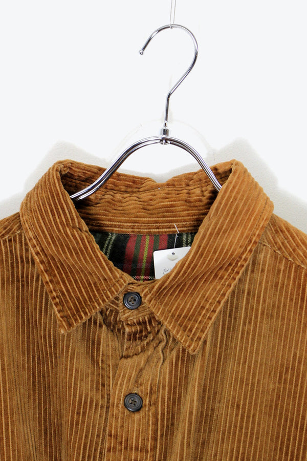70'S CORDUROY SHIRT JACKET W / COTTON LINER / BROWN [ SIZE: US XL equivalent USED ]