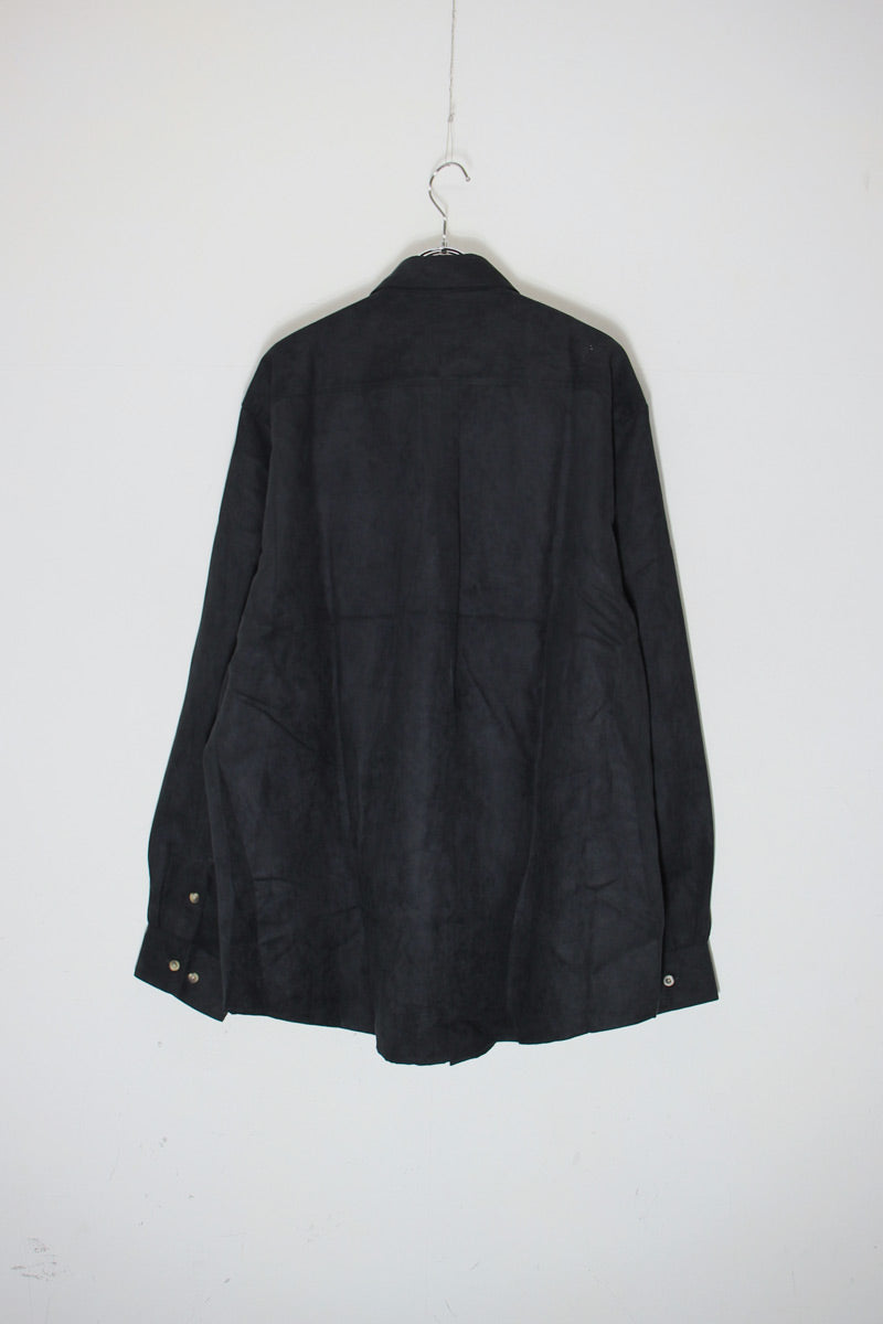 L/S VEGAN SUEDE SHIRT / BLACK [SIZE: L DEADSTOCK/NOS]