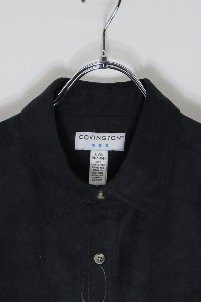 L/S VEGAN SUEDE SHIRT / BLACK [SIZE: L DEADSTOCK/NOS]