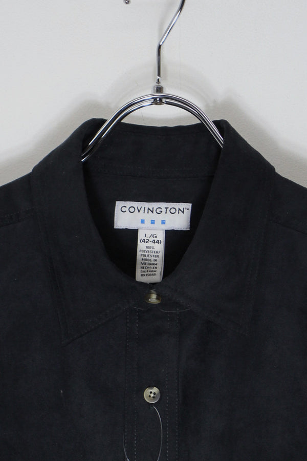 L/S VEGAN SUEDE SHIRT / BLACK [SIZE: L DEADSTOCK/NOS]