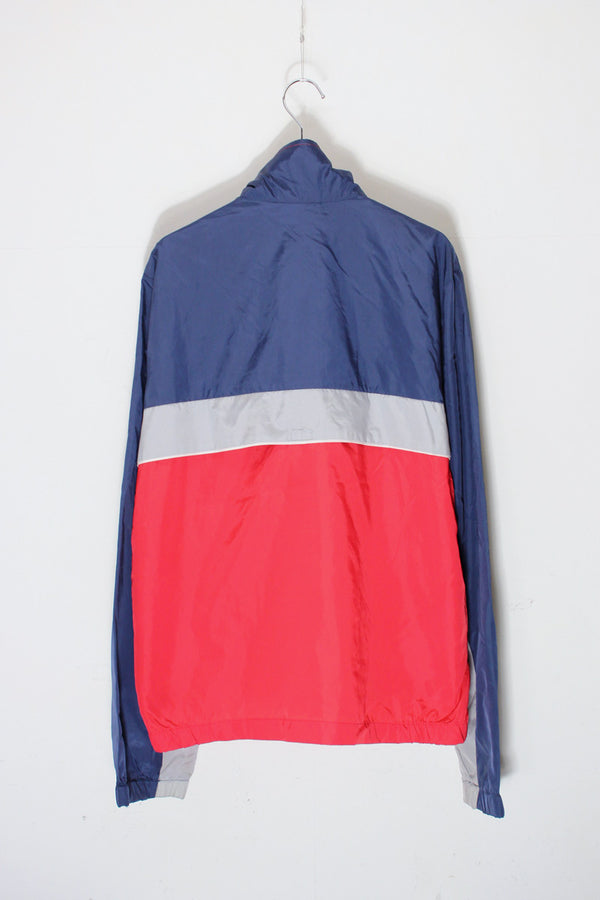 80'S NYLON ZIP UP JACKET / NAVY/GRAY/RED [SIZE: M USED]