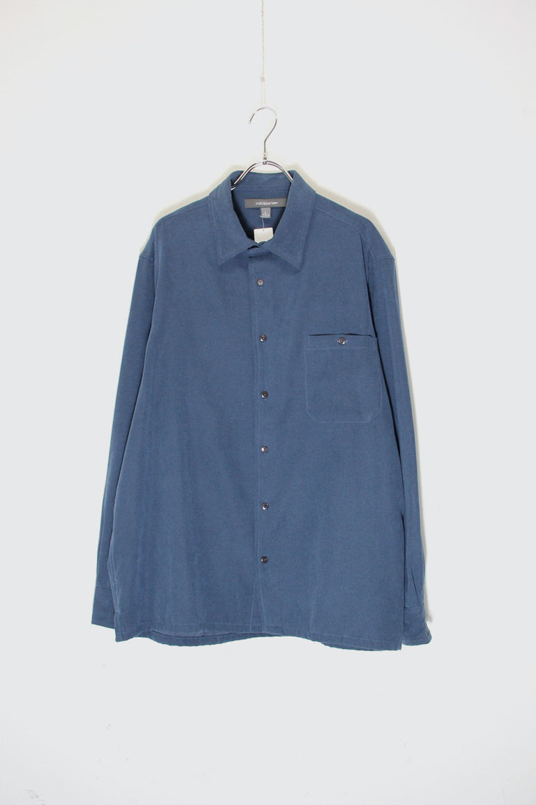 L/S VEGAN SUEDE SHIRT / NAVY [SIZE: L USED]
