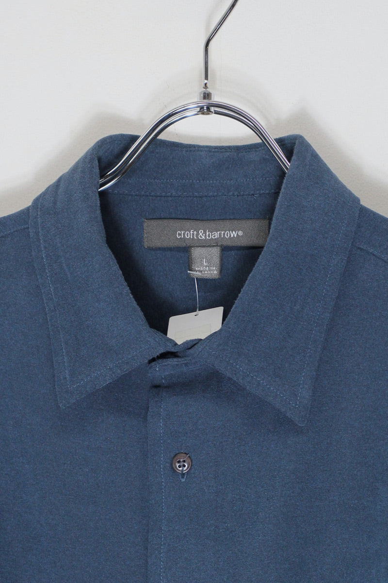 L/S VEGAN SUEDE SHIRT / NAVY [SIZE: L USED]