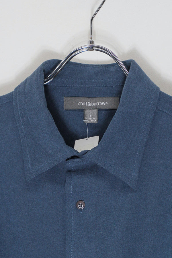 L/S VEGAN SUEDE SHIRT / NAVY [SIZE: L USED]