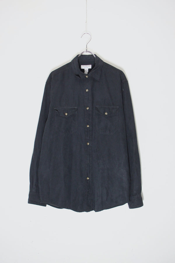L/S VEGAN SUEDE SHIRT / BLACK [SIZE: M USED]