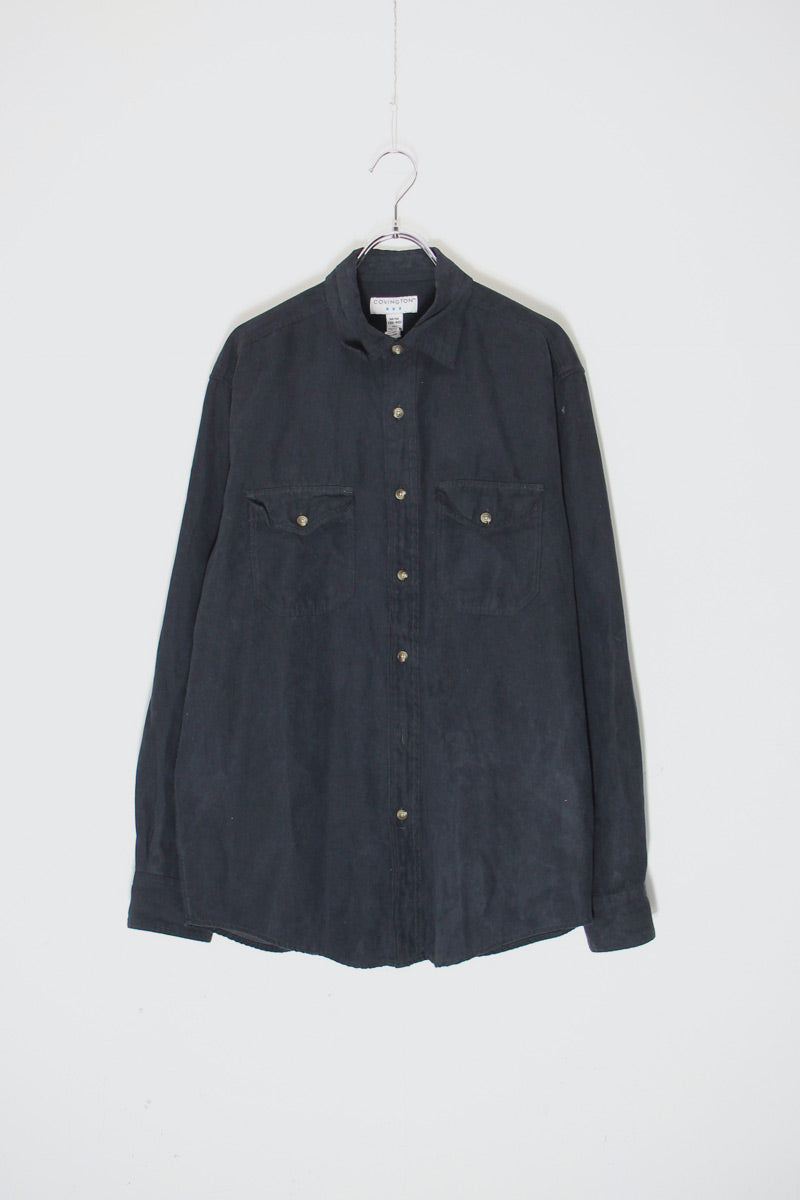 L/S VEGAN SUEDE SHIRT / BLACK [SIZE: M USED]