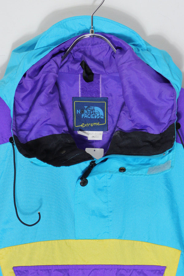 80'S EXTREME HALF-ZIP ANORAK PULLOVER JACKET / LIGHT BLUE/PURPLE/YELLOW [SIZE: S USED]
