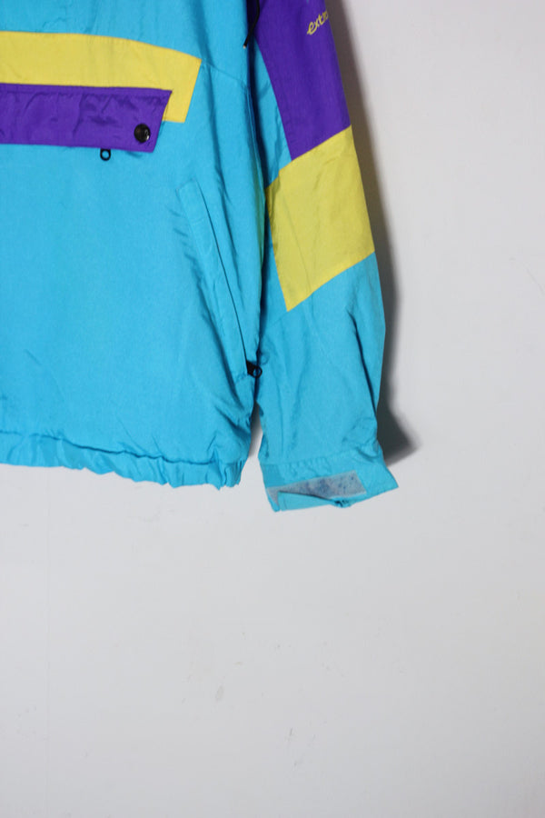 80'S EXTREME HALF-ZIP ANORAK PULLOVER JACKET / LIGHT BLUE/PURPLE/YELLOW [SIZE: S USED]