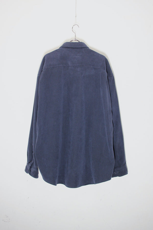90'S L/S VEGAN SUEDE SHIRT / NAVY [SIZE: XL USED]