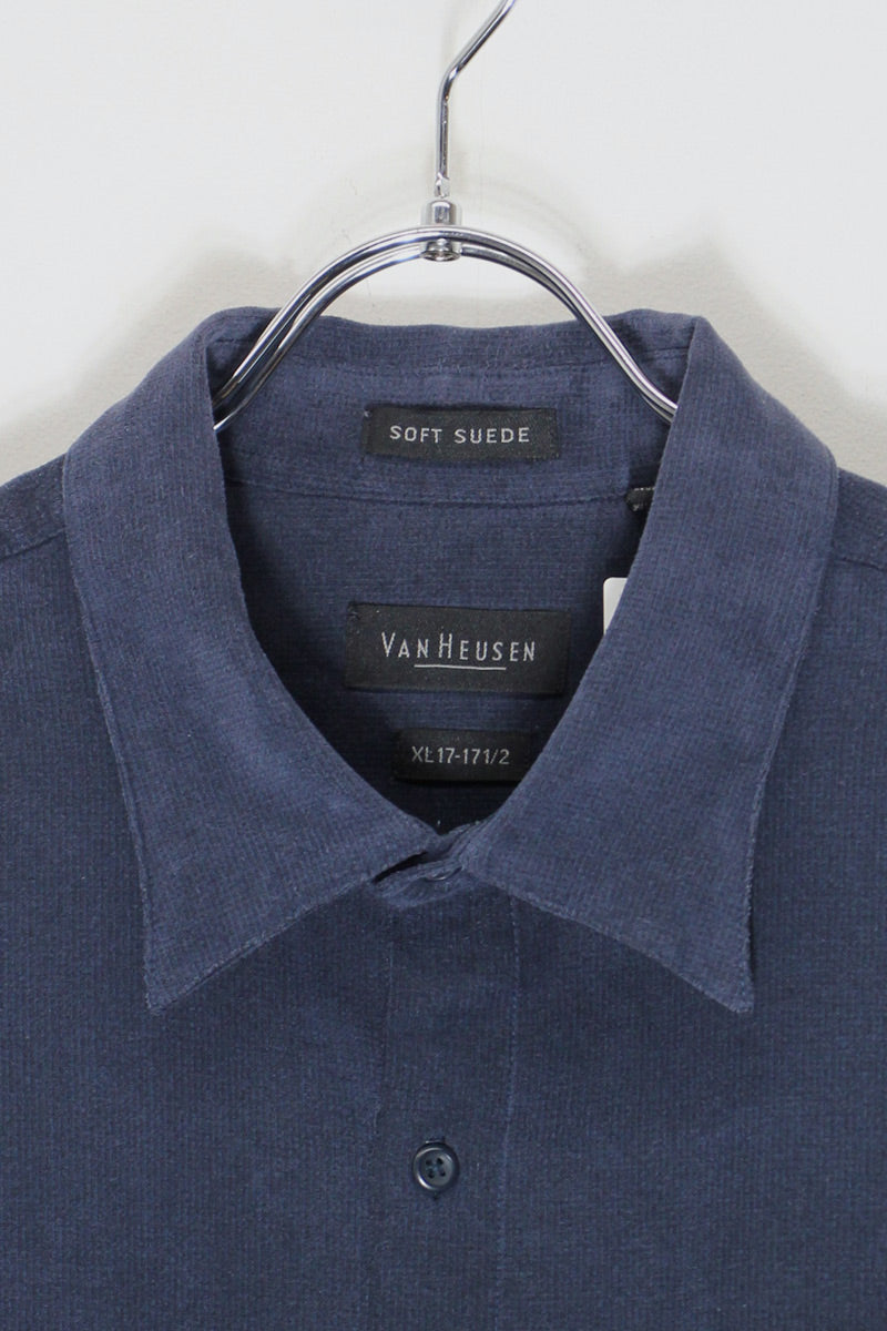 90'S L/S VEGAN SUEDE SHIRT / NAVY [SIZE: XL USED]