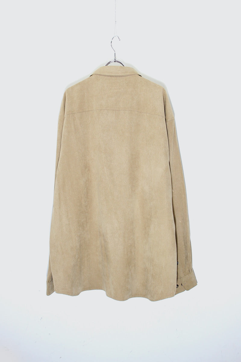90'S L/S VEGAN SUEDE SHIRT / BEIGE [SIZE: XXL USED]
