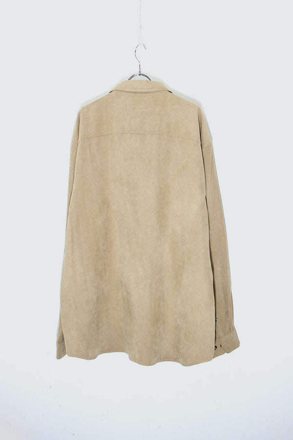 90'S L/S VEGAN SUEDE SHIRT / BEIGE [SIZE: XXL USED]
