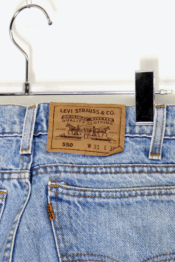 MADE IN PUERTO RICO (USA) 90'S 550 ORANGE TAB DENIM PANTS / LIGHT BLUE [SIZE: W31L30 USED]