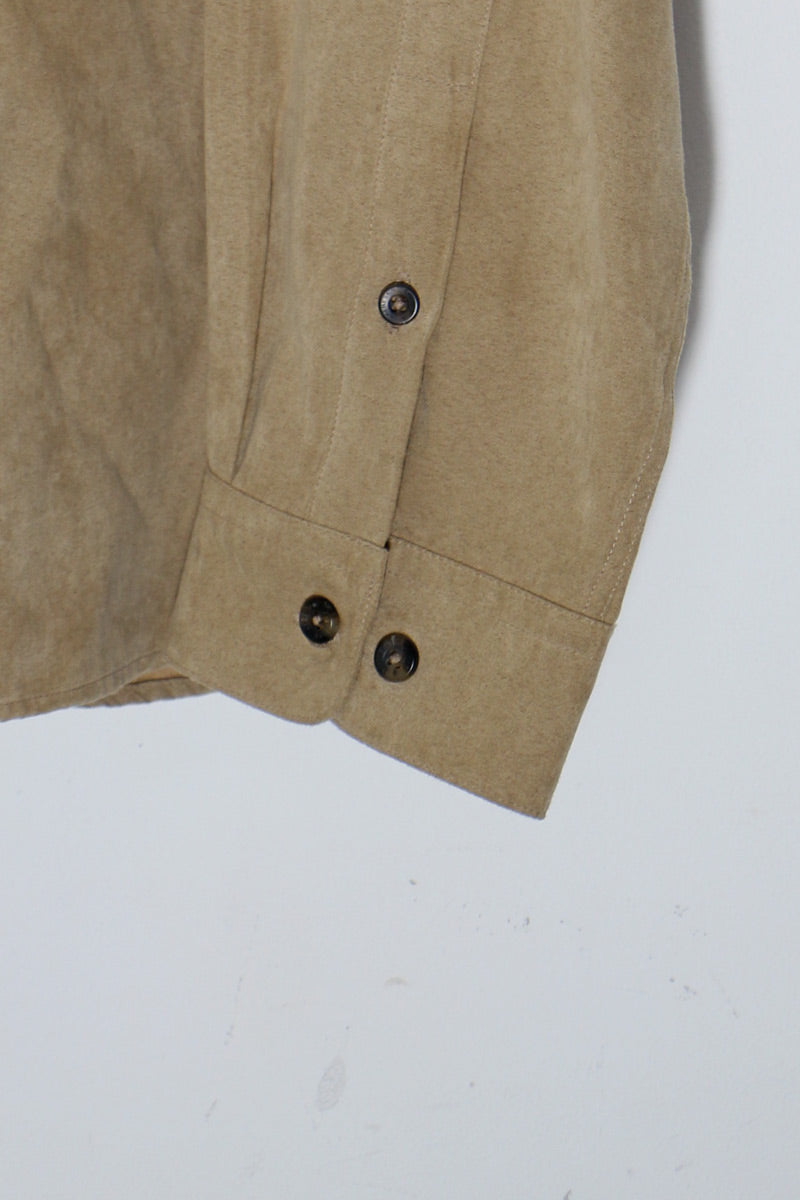 90'S L/S VEGAN SUEDE SHIRT / BEIGE [SIZE: XXL USED]
