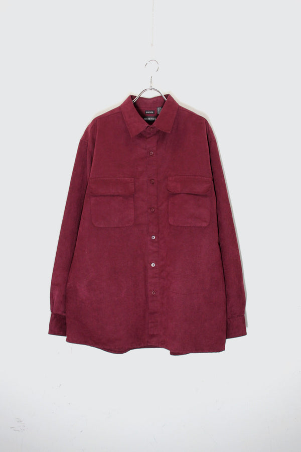 90'S L/S VEGAN SUEDE SHIRT / BURGUNDY [SIZE: L USED]