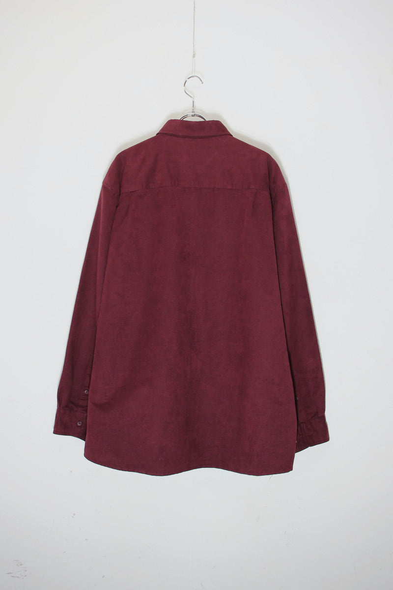 90'S L/S VEGAN SUEDE SHIRT / BURGUNDY [SIZE: L USED]