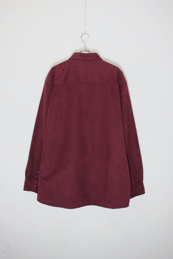 90'S L/S VEGAN SUEDE SHIRT / BURGUNDY [SIZE: L USED]