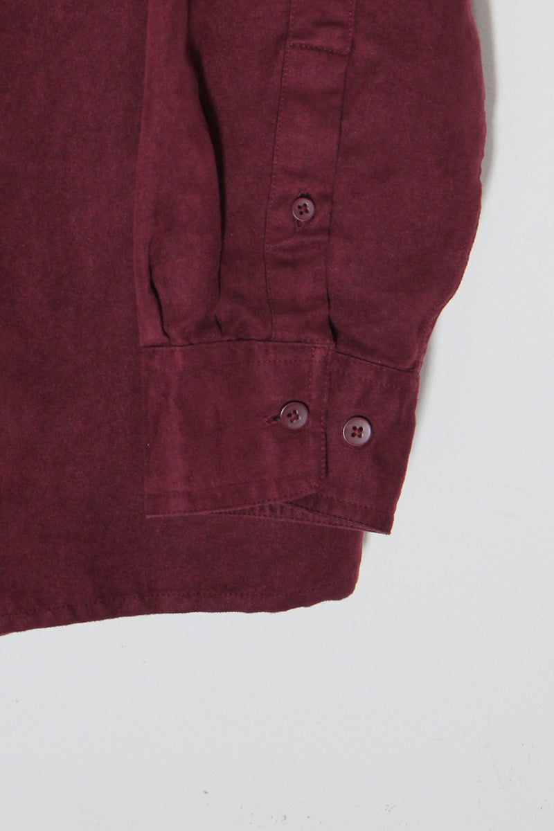 90'S L/S VEGAN SUEDE SHIRT / BURGUNDY [SIZE: L USED]