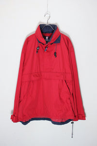 90'S PULLOVER NYLON JACKET / RED [SIZE: XL USED]