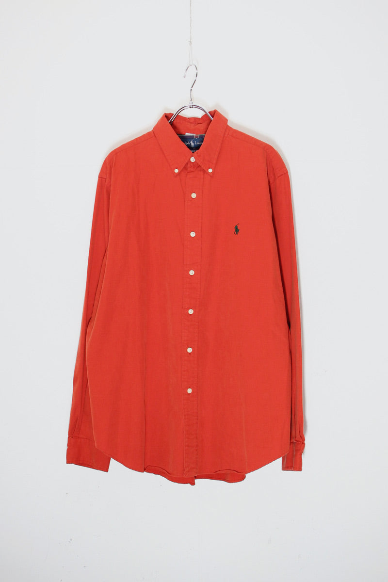 90'S L/S B.D COTTON SHIRT / DEEP ORANGE [SIZE: L USED]