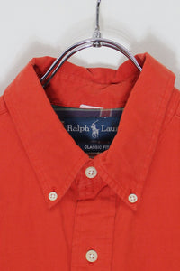 90'S L/S B.D COTTON SHIRT / DEEP ORANGE [SIZE: L USED]