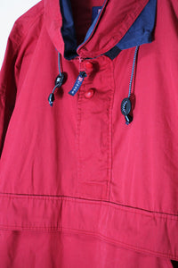 90'S PULLOVER NYLON JACKET / RED [SIZE: XL USED]