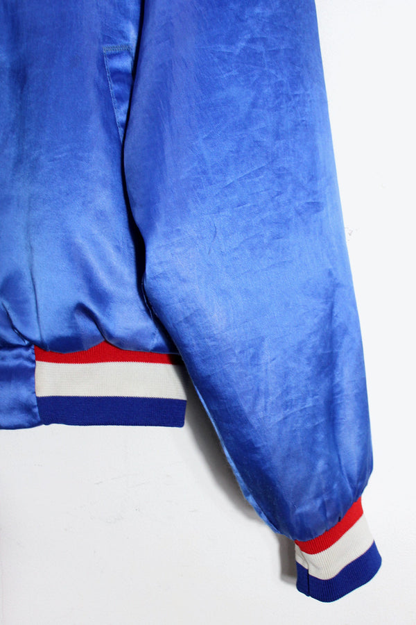 MADE IN USA 80'S CHICAGO CUBS NYLON STADIUM JACKET / BLUE [SIZE: M USED]