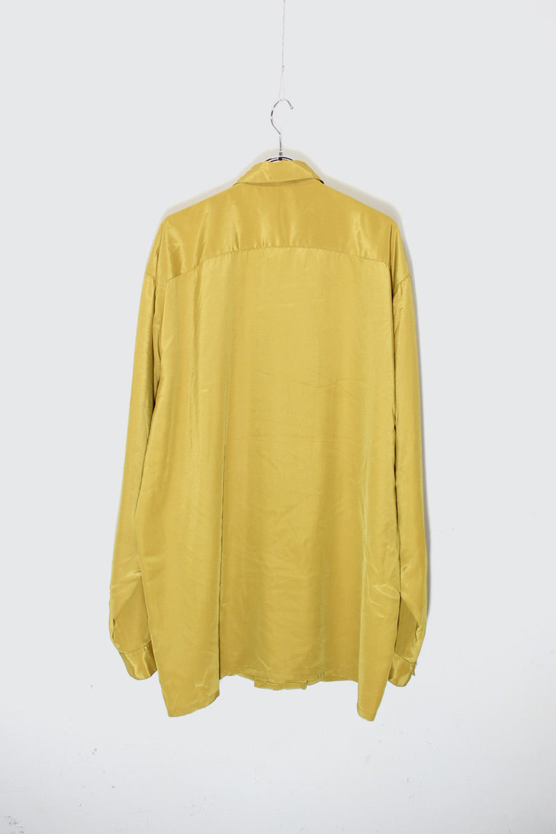 90'S L/S PLEATS SHIRT / MUSTARD [SIZE: XL USED]