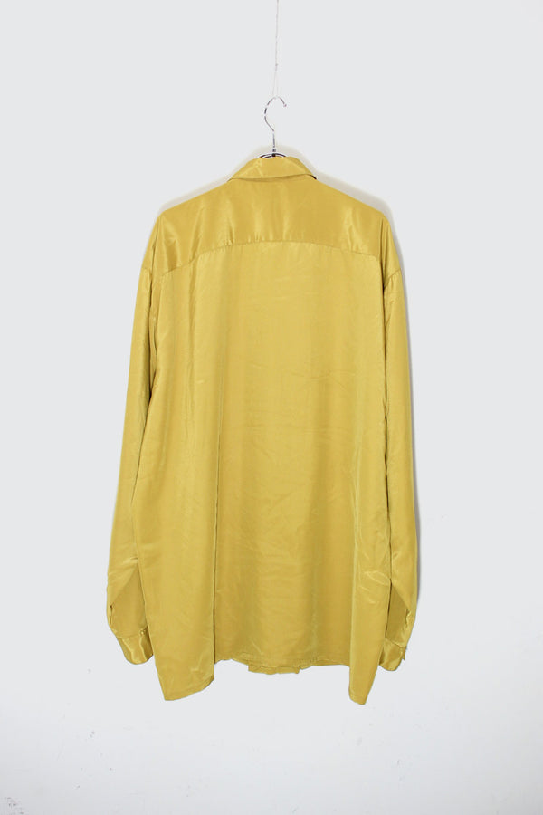 90'S L/S PLEATS SHIRT / MUSTARD [SIZE: XL USED]