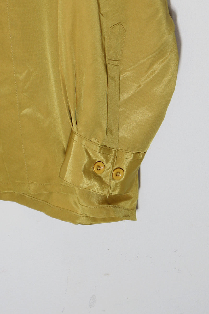 90'S L/S PLEATS SHIRT / MUSTARD [SIZE: XL USED]