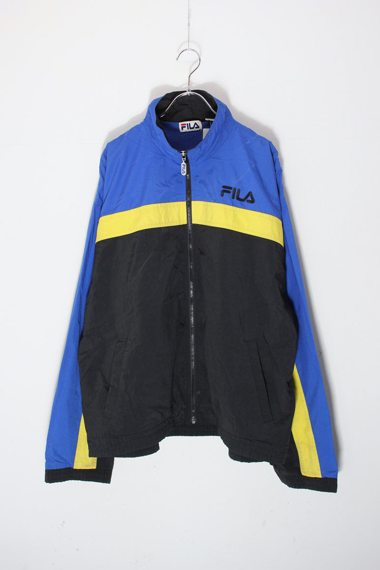 90'S ZIP NYLON JACKET / BLACK/BLUE/YELLOW [SIZE: XL USED]