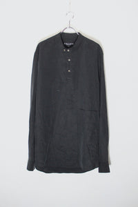 MADE IN CANADA L/S STAND-COLLAR TENCEL SHIRT / BLACK [SIZE: L USED]