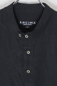 MADE IN CANADA L/S STAND-COLLAR TENCEL SHIRT / BLACK [SIZE: L USED]