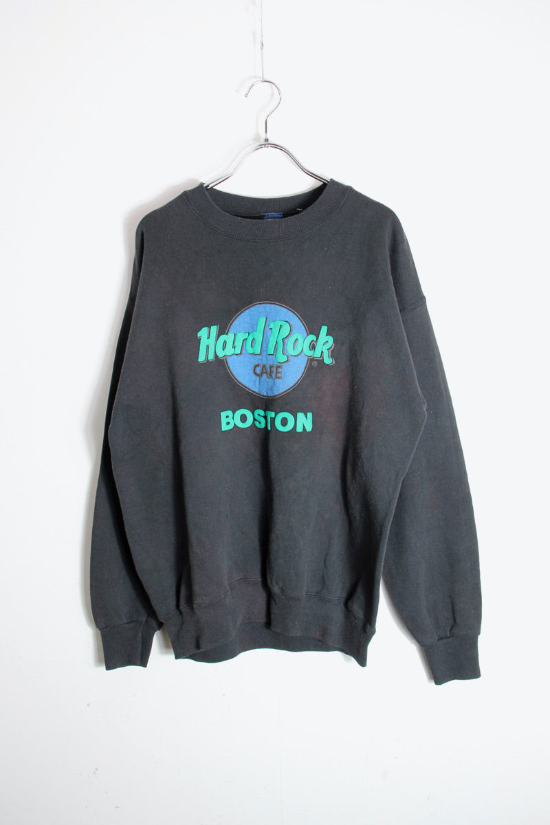 90's HARD ROCK CAFE BOSTON SWEATSHIRT / BLACK [SIZE: L equivalent USED]