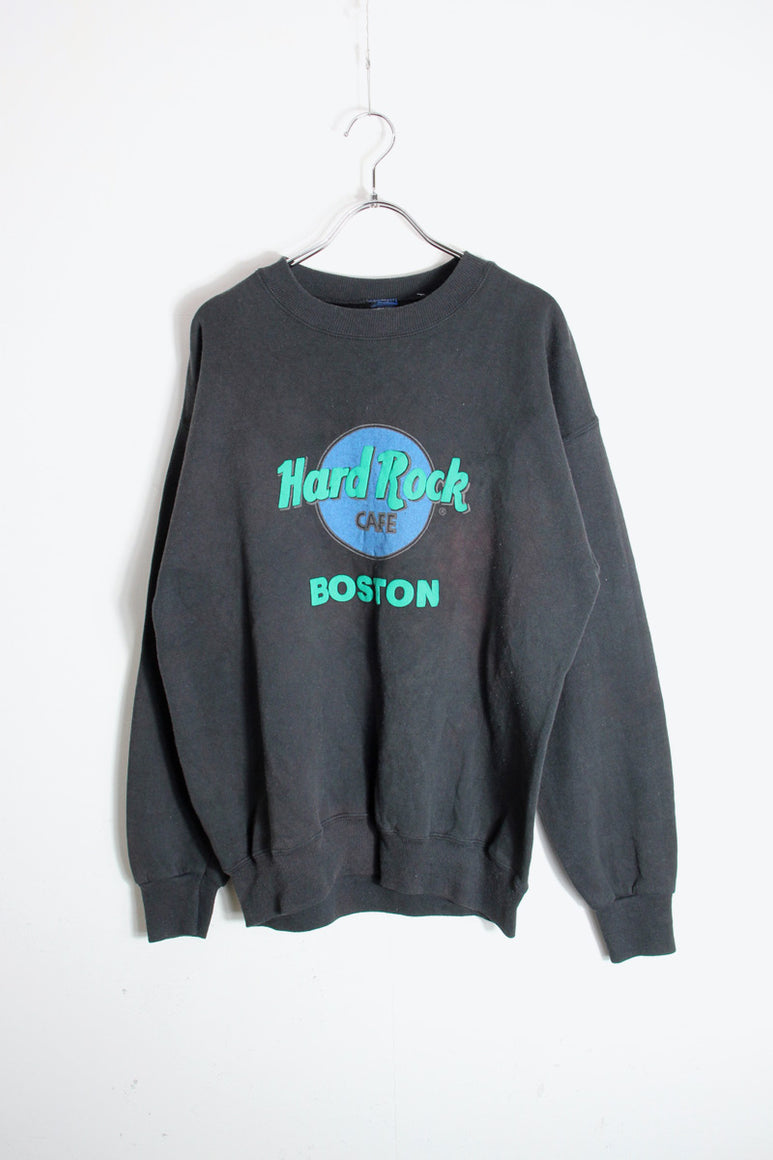 90'S HARD ROCK CAFÉ BOSTON SWEATSHIRT / BLACK [SIZE: L相当 USED]
