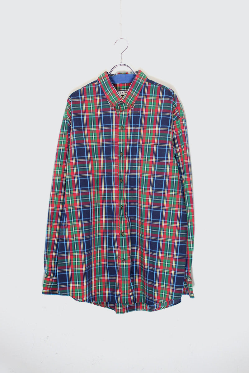L/S COTTON POLYESTER CHECK SHIRT / RED / GREEN / BLUE [SIZE: XL USED]