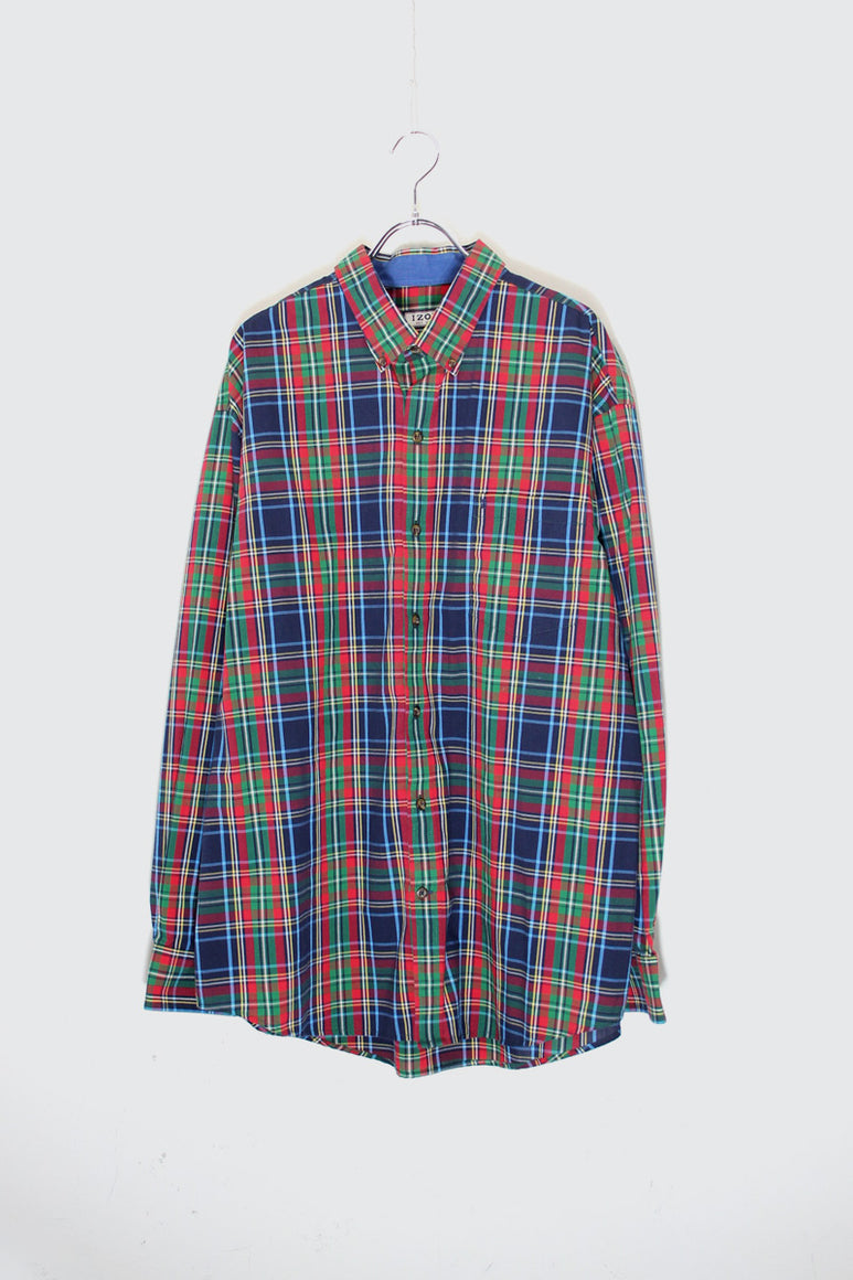 L/S COTTON POLYESTER CHECK SHIRT / RED / GREEN / BLUE [SIZE: XL USED]