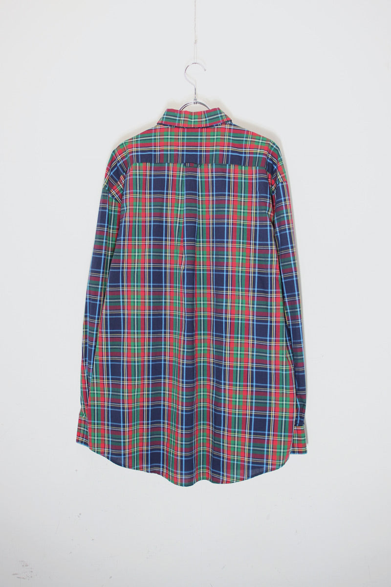 L/S COTTON POLYESTER CHECK SHIRT / RED / GREEN / BLUE [SIZE: XL USED]