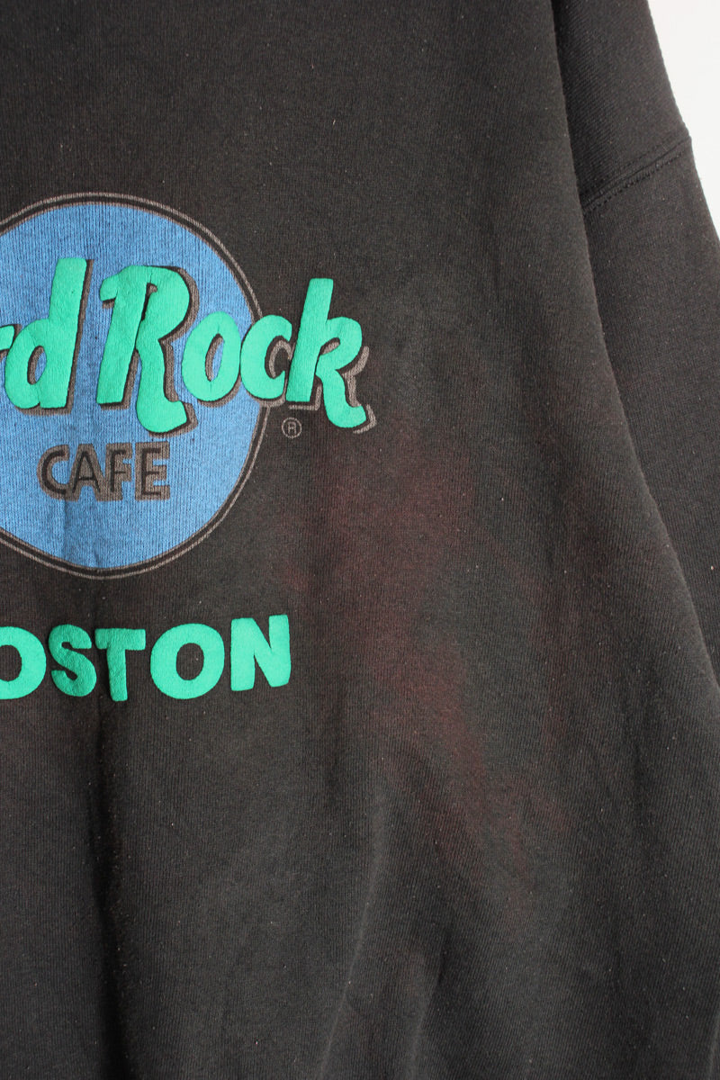 90's HARD ROCK CAFE BOSTON SWEATSHIRT / BLACK [SIZE: L equivalent USED]