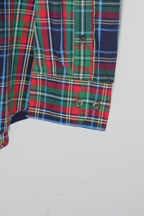 L/S COTTON POLYESTER CHECK SHIRT / RED / GREEN / BLUE [SIZE: XL USED]
