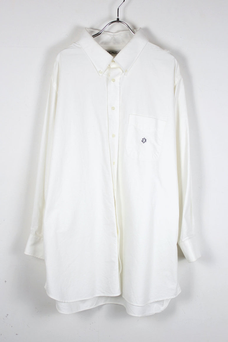 90'S L/S BD COTTON SHIRT / WHITE [SIZE:XL相当 USED]