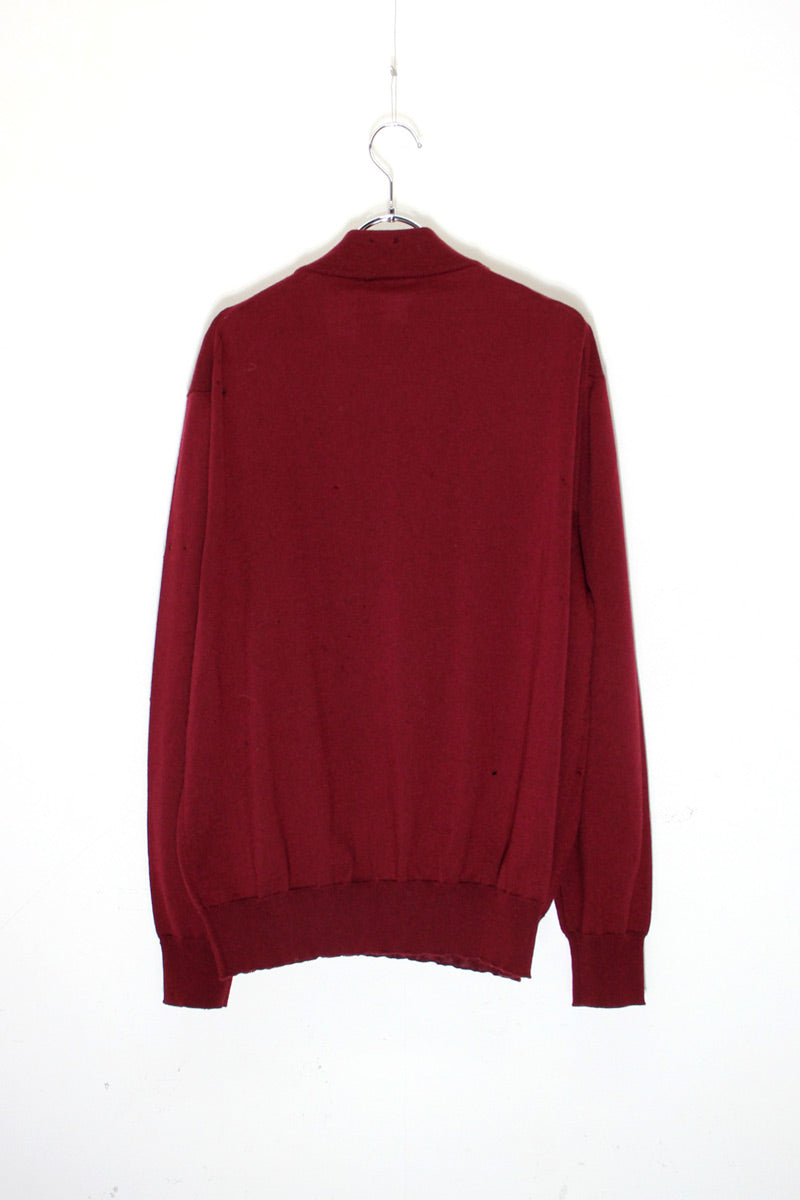 MADE IN ITALY 90'S MOCK NECK KNIT SWEATER / BURGUNDY [ SIZE: M equivalent USED ]